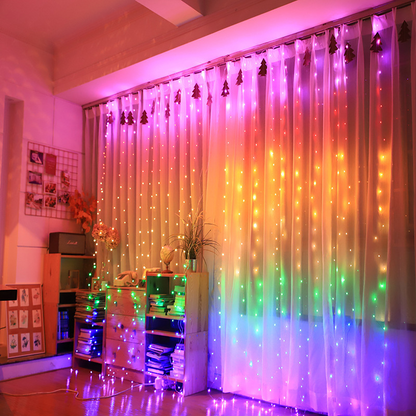 Rainbow - Instalatie tip perdea cu luminite de craciun curcubeu
