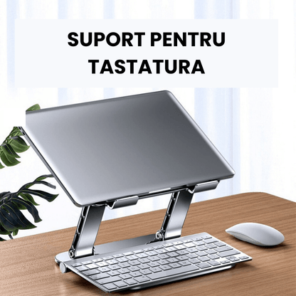Stand laptop din aluminiu, ergonomic, portabil, compatibil cu laptopuri de la 10 la 15.6 inch